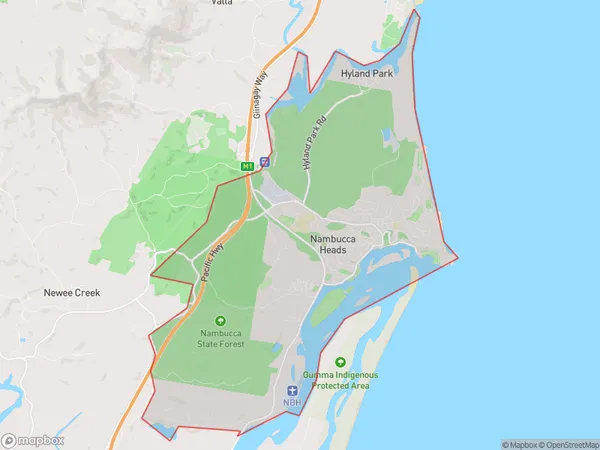 ZipCode 2448 Areas Map for Nambucca Heads