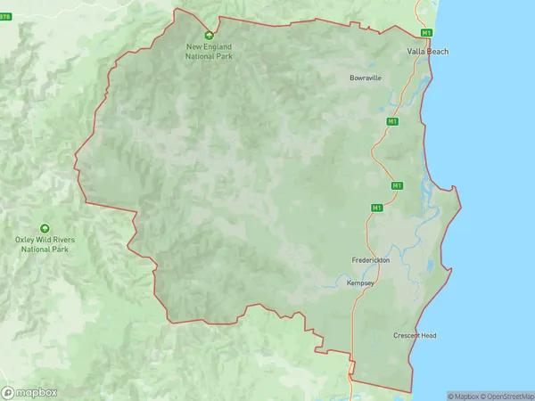 Kempsey Nambucca, New South Wales Polygon Area Map