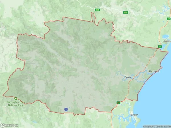 Taree Gloucester, New South Wales Polygon Area Map