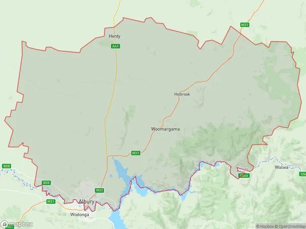 Albury, New South Wales Polygon Area Map