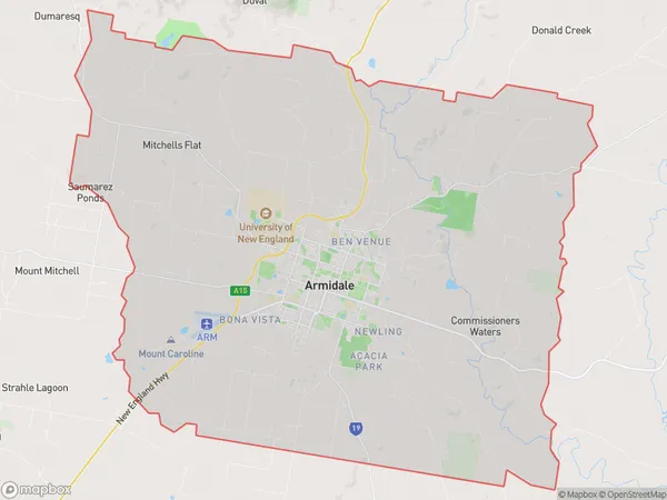 Postal Code 2350 Regions Map for Armidale