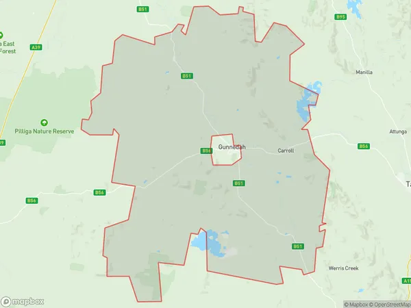 ZipCode 2380 Areas Map for Gunnedah Region