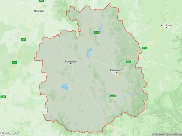 Tamworth Gunnedah, New South Wales Polygon Area Map