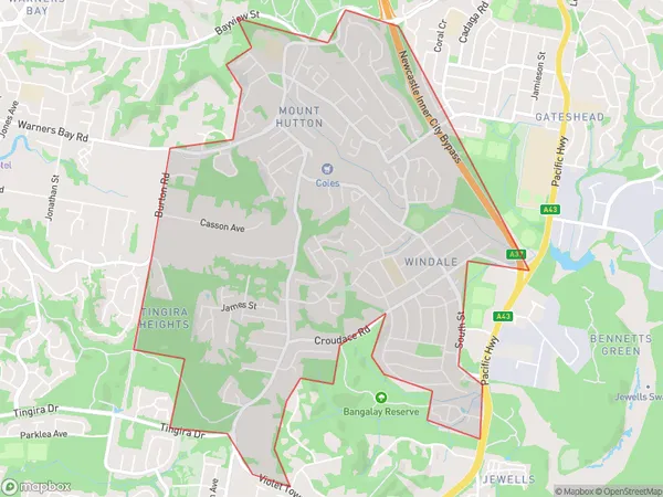 Mount Hutton Windale, New South Wales Polygon Area Map