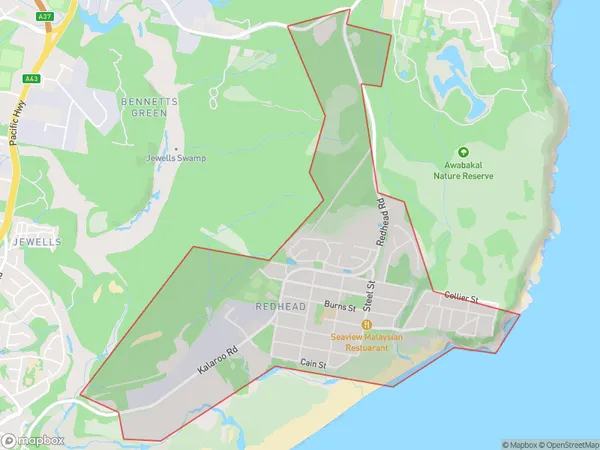 Redhead, New South Wales Polygon Area Map