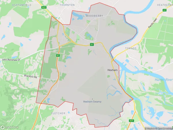 ZipCode 2322 Areas Map for Beresfield - Hexham