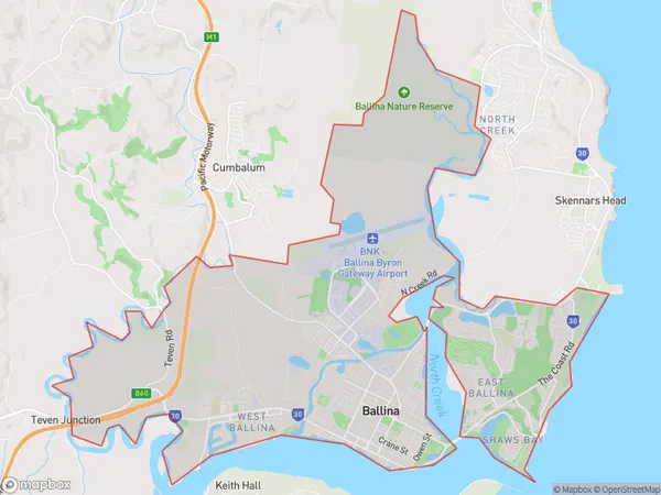 ZipCode 2478 Areas Map for Ballina