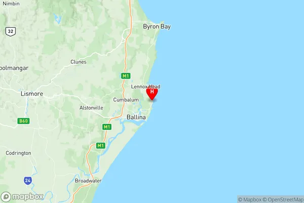 Lennox Head Skennars Head, New South Wales Region Map