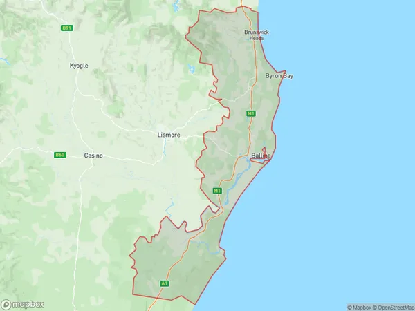 Richmond Valley Coastal, New South Wales Polygon Area Map