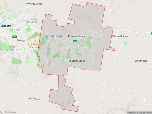 Goonellabah, New South Wales Polygon Area Map