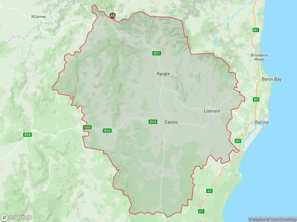 Richmond Valley Hinterland, New South Wales Polygon Area Map