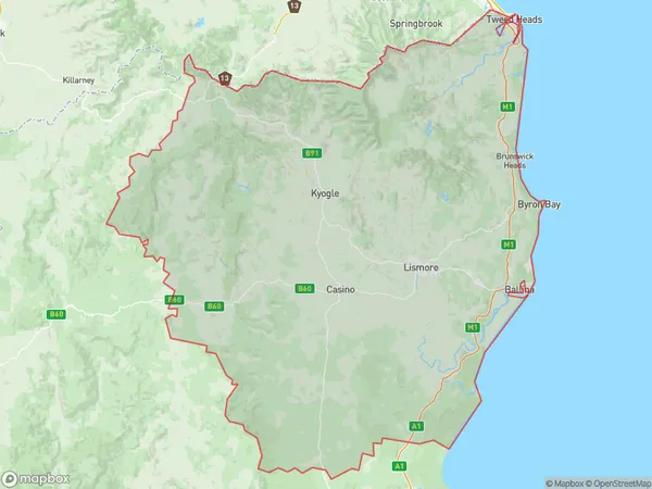 Richmond Tweed, New South Wales Polygon Area Map