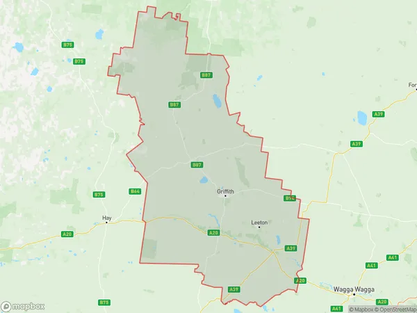 Griffith Murrumbidgee (West), New South Wales Polygon Area Map