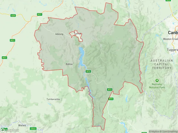 AU PostCode 2729 Suburbs Map for Tumut Region