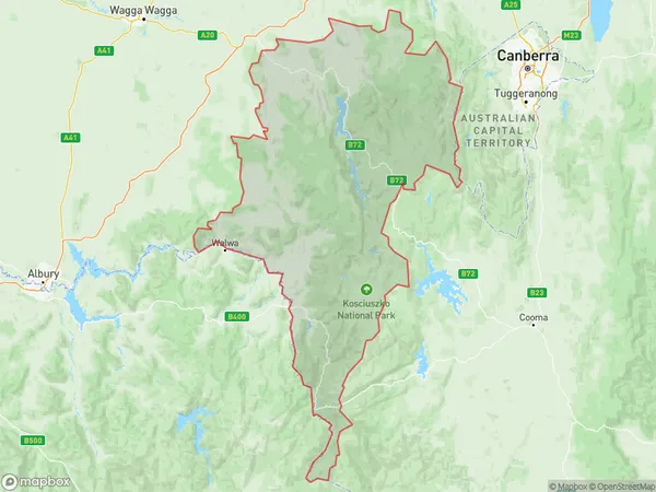 Tumut Tumbarumba, New South Wales Polygon Area Map