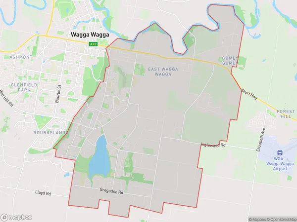 Postal Code 2650 Regions Map for Wagga Wagga - East