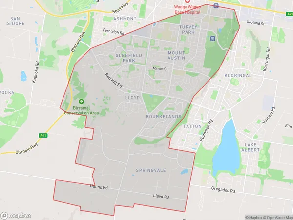 AU PostCode 2650 Suburbs Map for Wagga Wagga - South