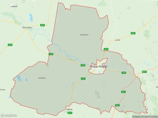 Postal Code 2663 Regions Map for Wagga Wagga Region