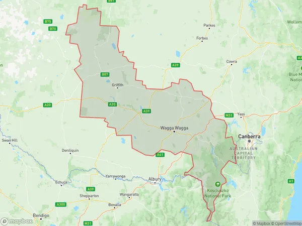 Riverina, New South Wales Polygon Area Map