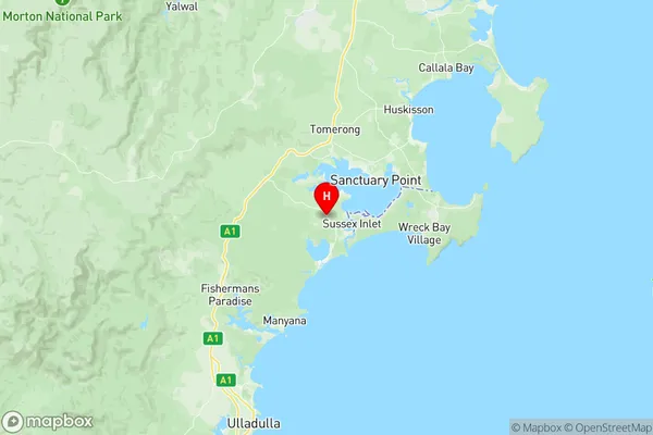 Sussex Inlet Berrara, New South Wales Region Map