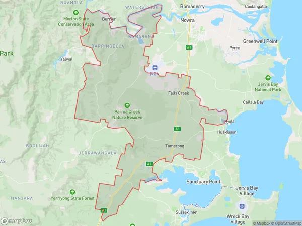 ZipCode 2540 Areas Map for Tomerong - Wandandian - Woollamia