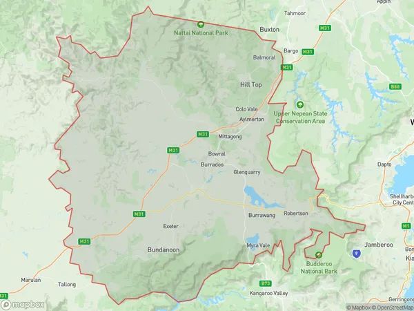 Southern Highlands, New South Wales Polygon Area Map