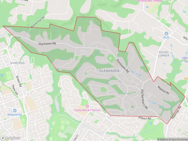 AU PostCode 2156 Suburbs Map for Glenhaven