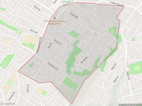 Castle Hill South, New South Wales Polygon Area Map