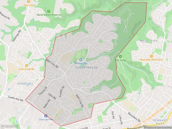 ZipCode 2126 Areas Map for Cherrybrook