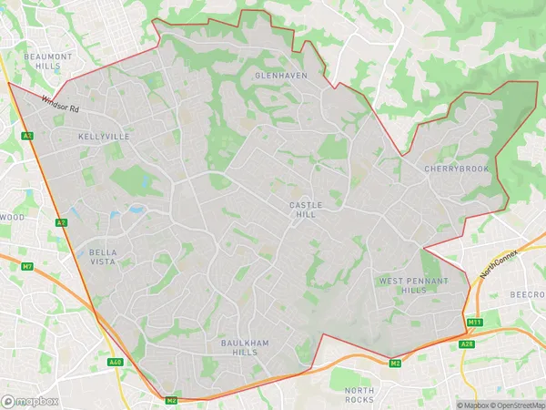 Baulkham Hills, New South Wales Polygon Area Map