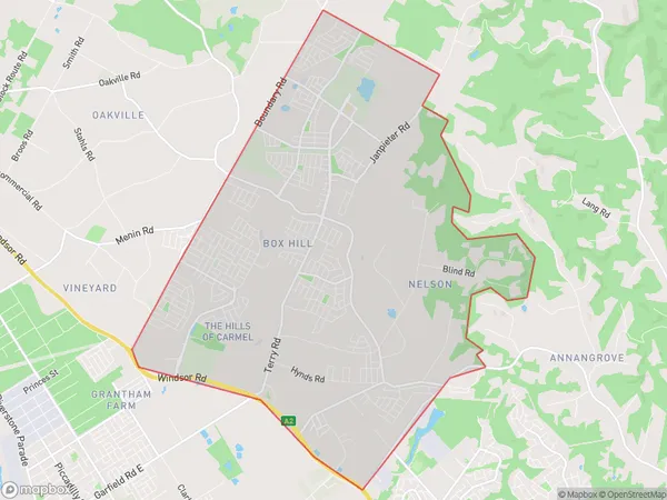 Box Hill Nelson, New South Wales Polygon Area Map