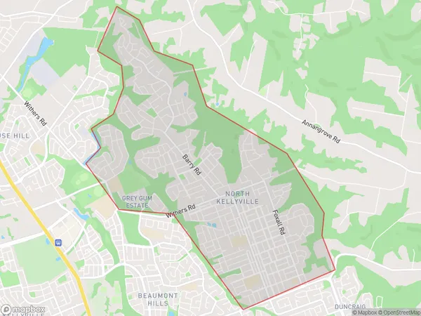 North Kellyville, New South Wales Polygon Area Map