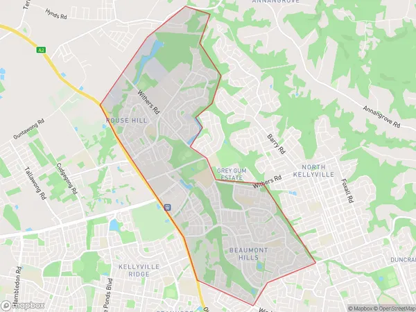 Rouse Hill Beaumont Hills, New South Wales Polygon Area Map