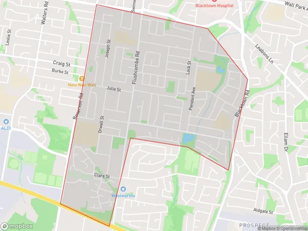 Blacktown South, New South Wales Polygon Area Map