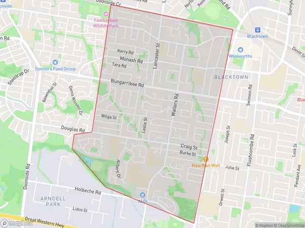 Blacktown West, New South Wales Polygon Area Map