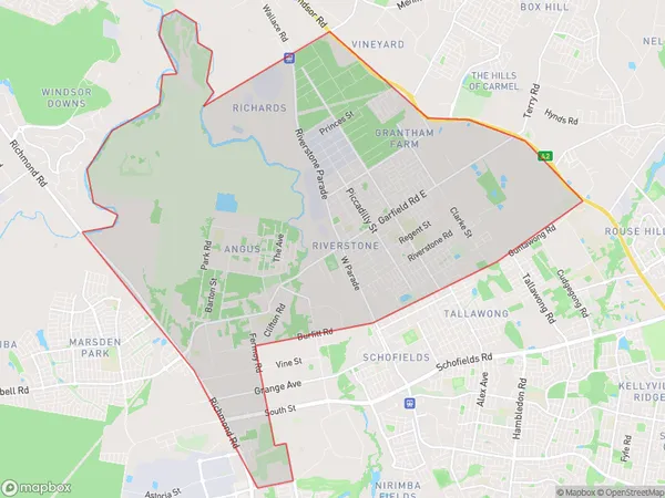 Riverstone, New South Wales Polygon Area Map