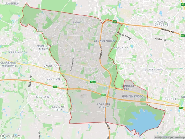 Mount Druitt, New South Wales Polygon Area Map