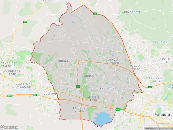 Sydney Blacktown, New South Wales Polygon Area Map