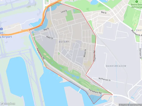 AU PostCode 2019 Suburbs Map for Botany