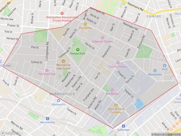 Marrickville North, New South Wales Polygon Area Map