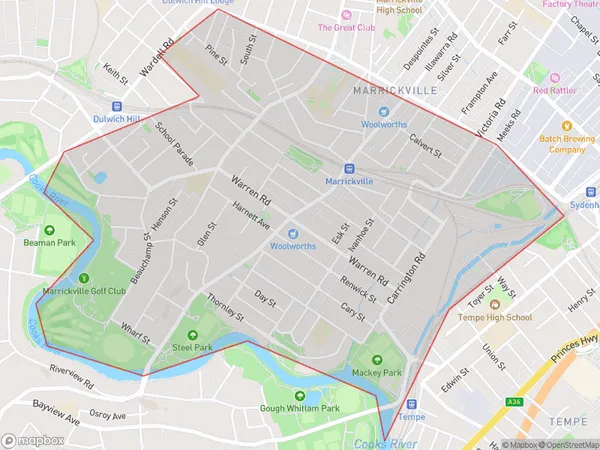 Marrickville South, New South Wales Polygon Area Map