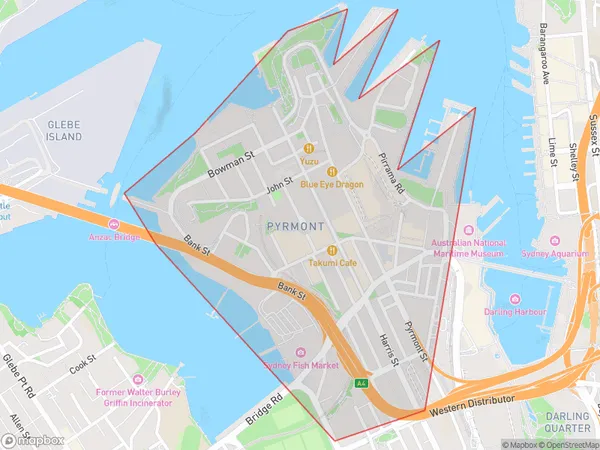 Pyrmont, New South Wales Polygon Area Map