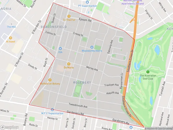 Rosebery Beaconsfield, New South Wales Polygon Area Map