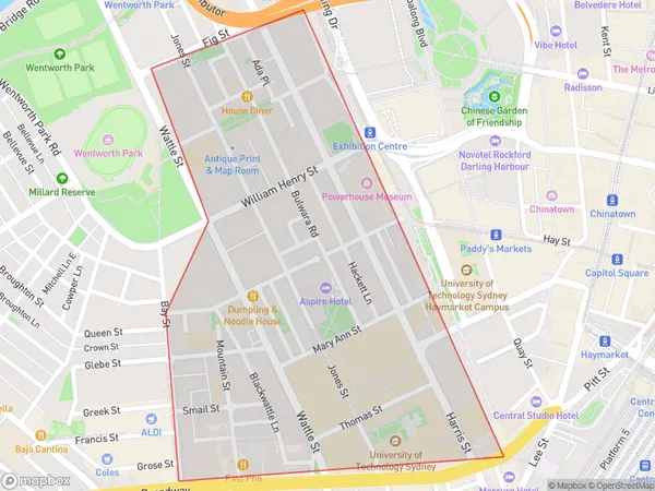 Ultimo, New South Wales Polygon Area Map