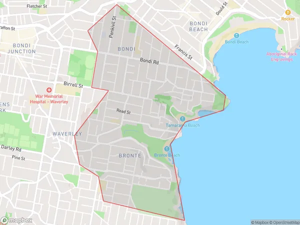 AU PostCode 2026 Suburbs Map for Bondi - Tamarama - Bronte