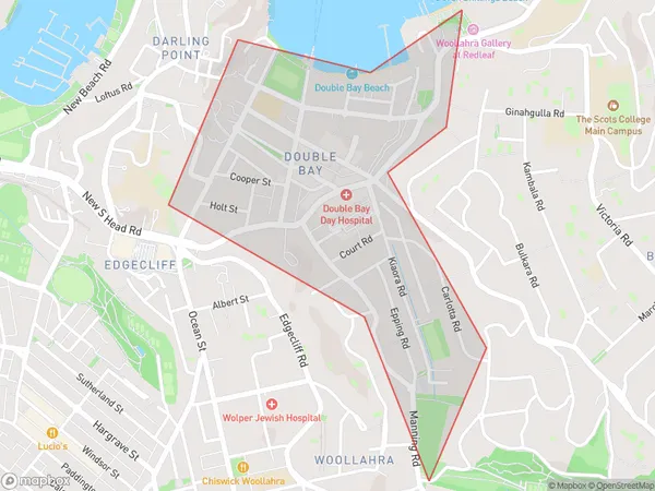 ZipCode 1360 Areas Map for Double Bay - Bellevue Hill