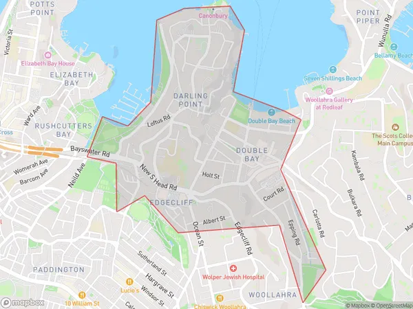 Double Bay Darling Point, New South Wales Polygon Area Map