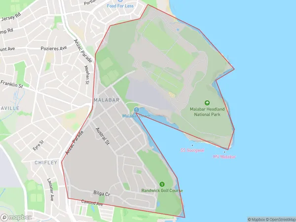 AU PostCode 2036 Suburbs Map for Malabar - La Perouse - Chifley