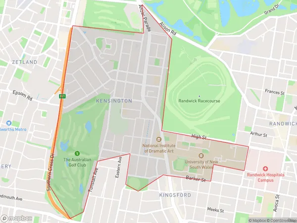 ZipCode 2052 Areas Map for Kensington (NSW)