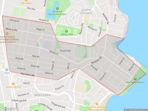 Maroubra North, New South Wales Polygon Area Map